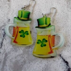 “TOP OF THE MORNIN’” -.St. Patricks Day earrings - fun dangly pierced earrings
